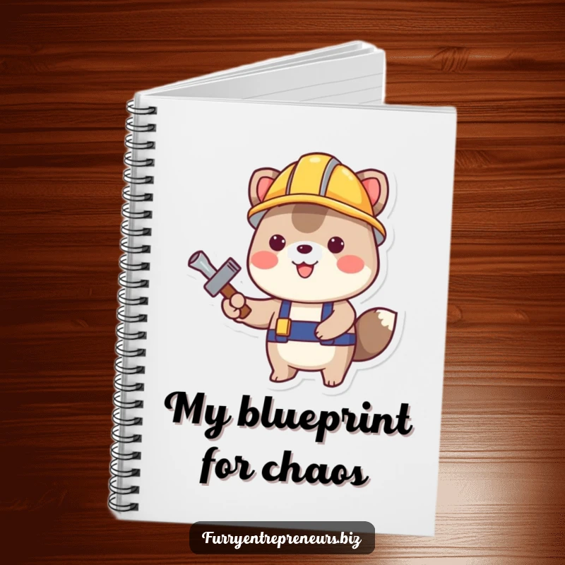 Funny Construction Animal Notebook: A happy animal in a construction helmet with a tool on the cover, ideal for project notes and a funny gift.