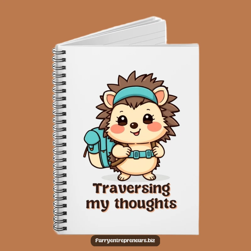 Funny Hedgehog Notebook - Hiking Backpack Character Journal Gift