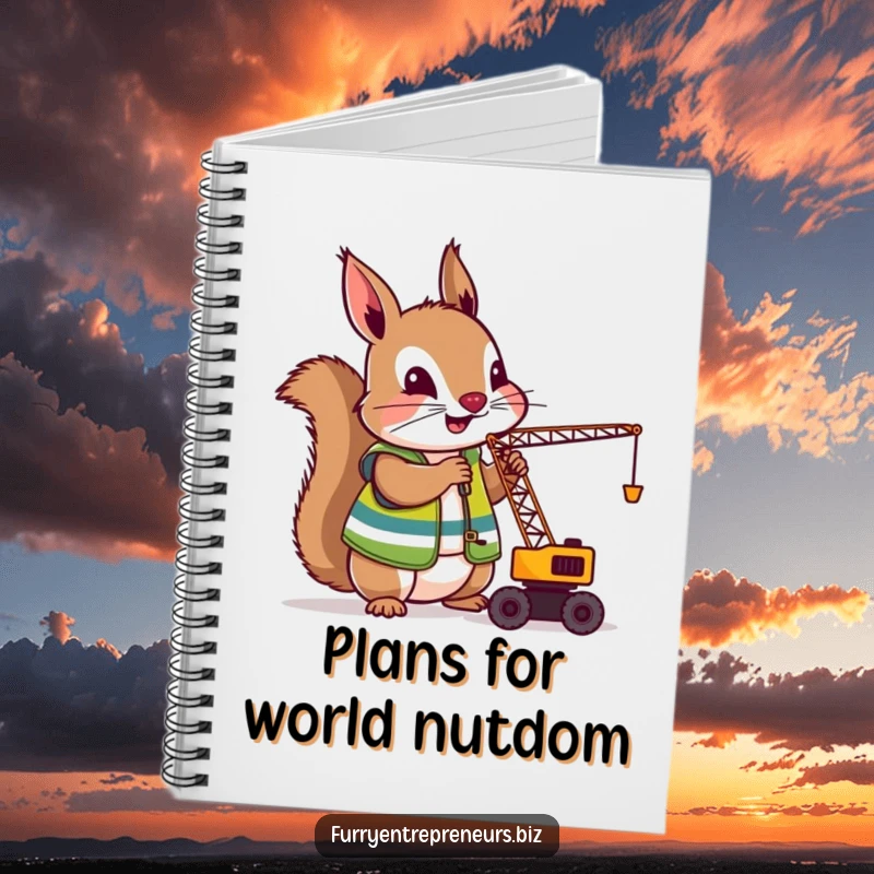 Funny Squirrel Crane Operator Notebook: A squirrel in a construction vest operating a small crane on the cover, perfect for jotting down plans and funny ideas.