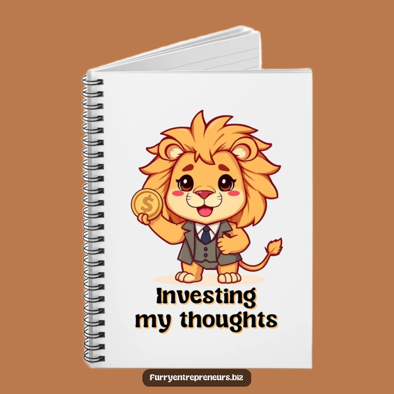Funny Lion Suit Notebook: Brave Business Beast Holding Coin, Journal Gift!