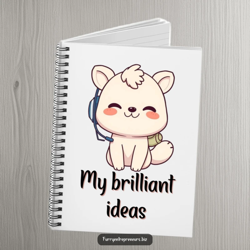 Funny animal call center notebook, a playful creature with a headset grins while on a call, ideal for jotting down notes with a humorous touch.