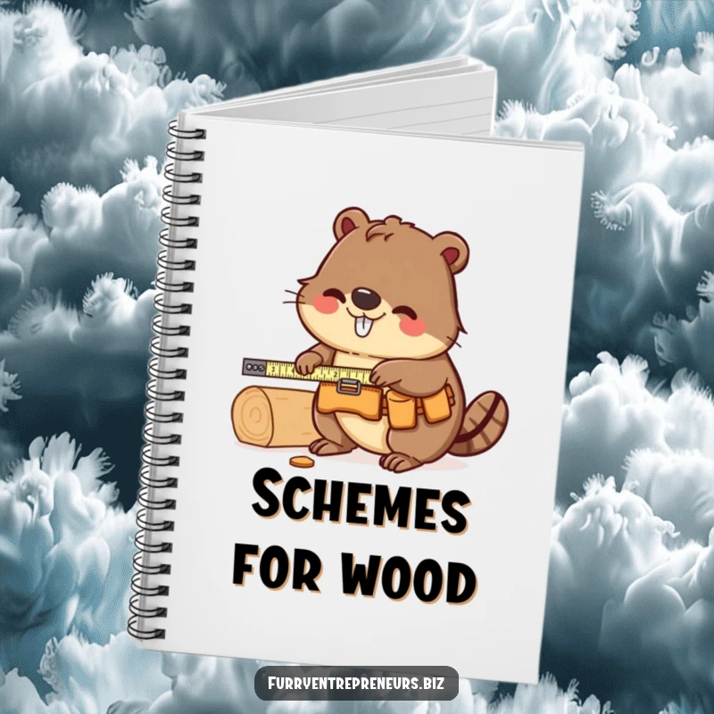 Funny Beaver Carpenter Notebook: A beaver in a tool belt measuring wood on the cover, perfect for jotting down plans and funny ideas.