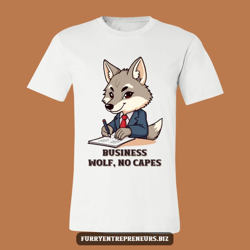 Funny Wolf Suit T-Shirt - Determined CEO Signing Papers Graphic Tee