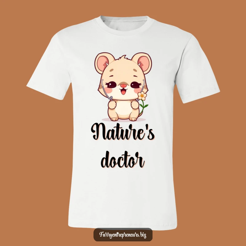 Funny Animal Doctor T-Shirt: Delighted Flower Listening Nature Tee