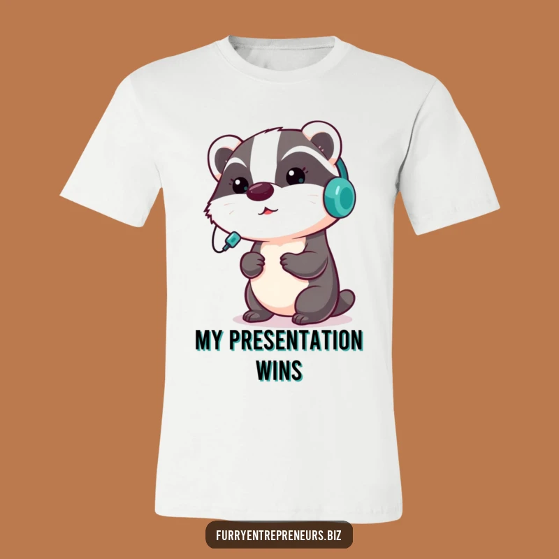Funny Badger Presentation T-Shirt: Wear Your Focus with This Determined Critter Design