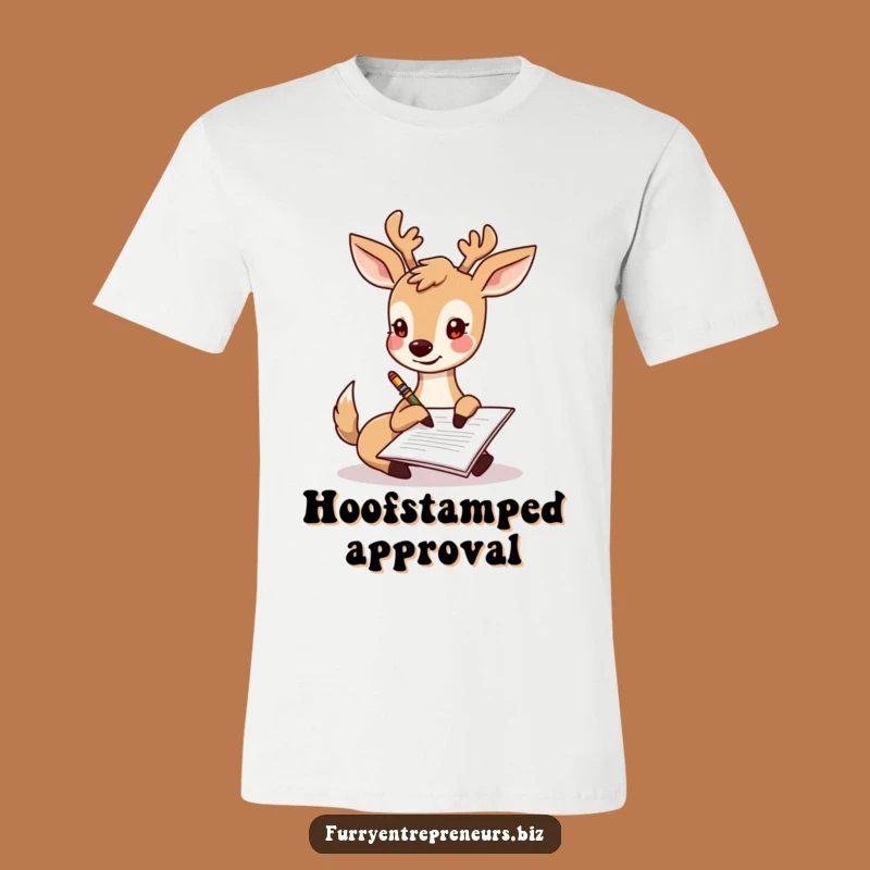 Funny Deer Signing Document T-Shirt: Hilarious Casual Wear for Fun Lovers