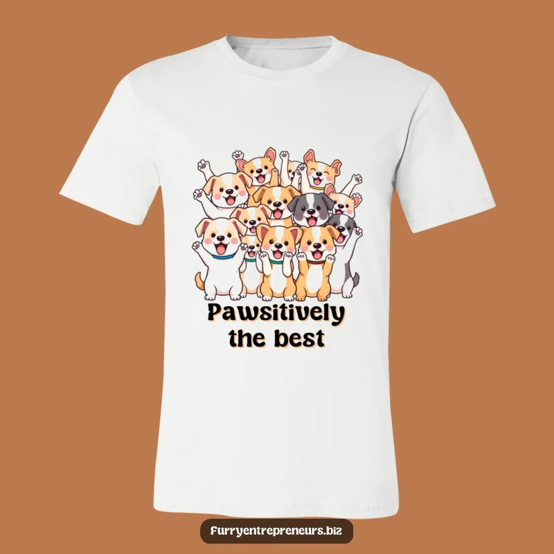 Funny Kawaii Dog T-Shirt: Joyful Pups Cheering, Ideal Funny Gift for Dog Enthusiasts