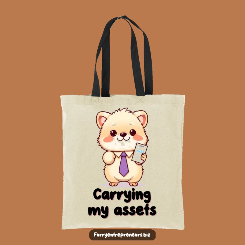 Funny Animal Stock Tote Bag: Tie-Wearing Presenter, Stylish and Hilarious Carry-All Gift