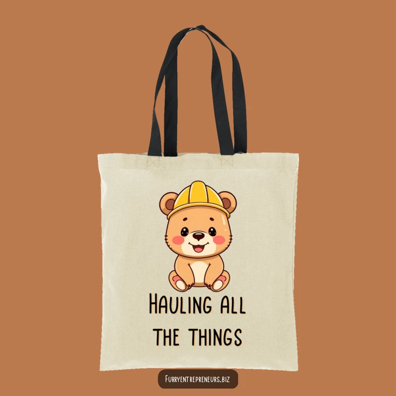 Funny Bear Cub Construction Tote Bag - Carry Your Gear in Style