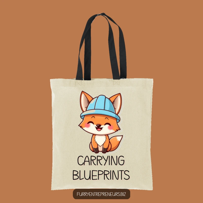Funny Fox Hard Hat Tote Bag - Construction Humor Accessory