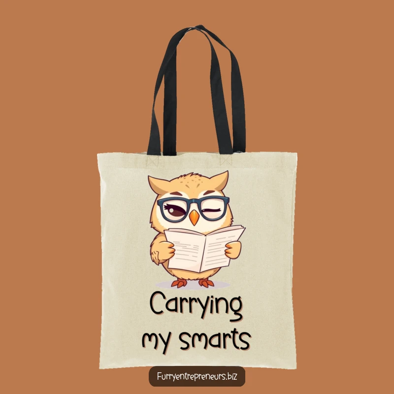 Funny Owl Finance Tote Bag: Winking Owl With Glasses Design, Great Funny Gift!